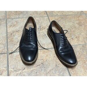 Aston Grey Black Leather Men’s Size 10 Oxfords Lavorazione Artigianale Handmade
